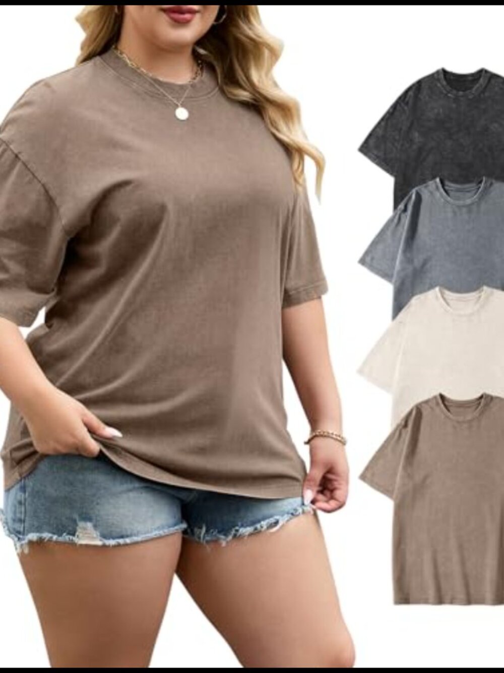 4 Pack Plus Size Oversized Tees Cotton Unisex Crew Neck Short Sleeve Workout